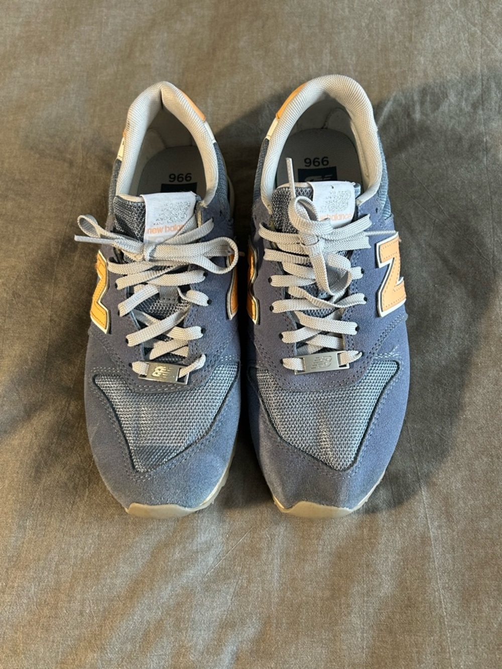 New Balance  966 Navy with Yellow Accent Sneakers